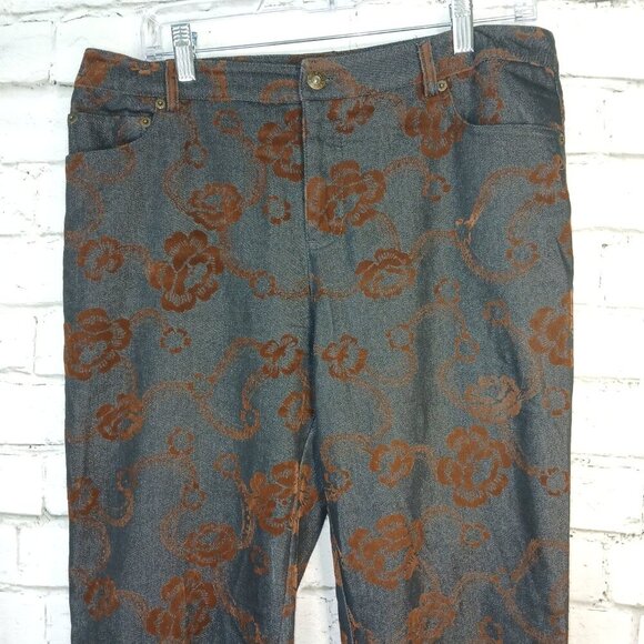 WOMENS ERIC JEANS DENIM FLORAL PRINT, STRAIGHT LEG, SIZE 10 - Picture 1 of 10